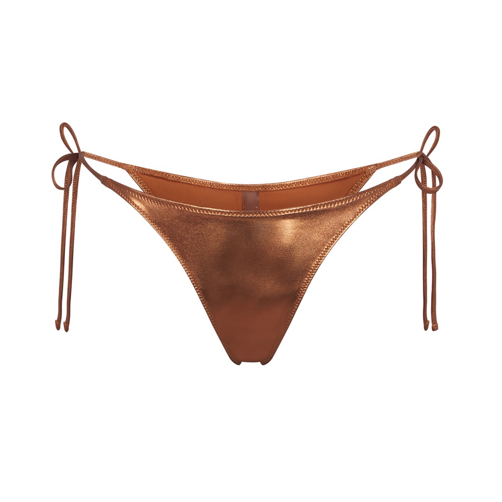 Skims Swim Metallic Skimpy Tie Bikini Bottoms In Penny Xl